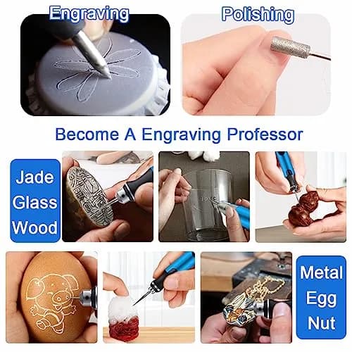 VQVYBXN USB Engraving Pen with 47 Bits & 10 Metal Card Blanks | Cordless Electric Engraver for Jewelry, Metal, Wood, Stone thumbnail 5