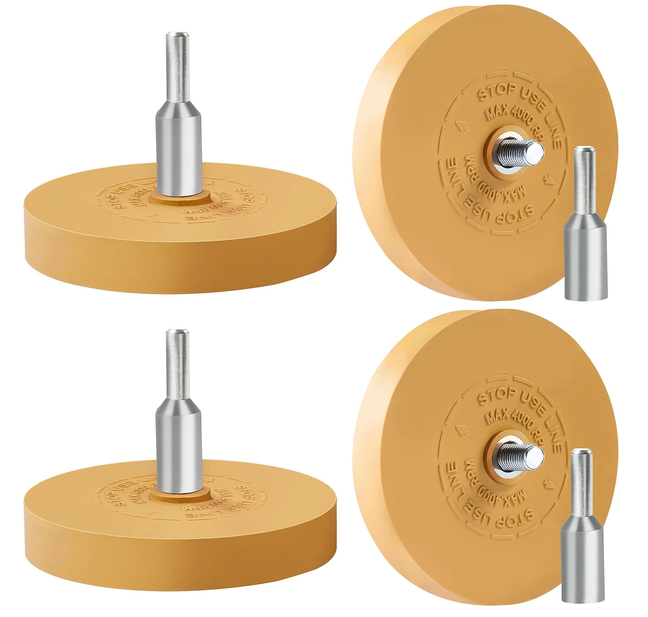 S SATC Decal Eraser Wheel 8.6cm (3.4in) | 4 Pack Rubber Wheel for Drill Emblem Removal — Solid Decal Eraser Wheel