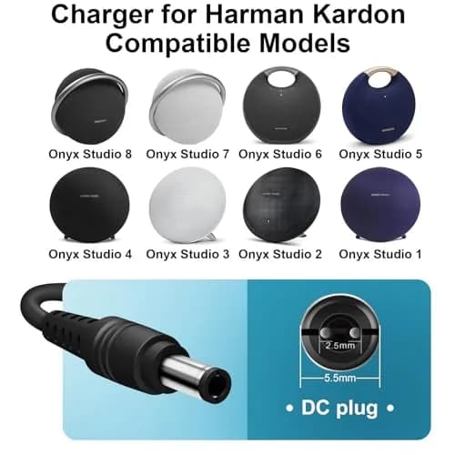 WUINTE 19V 38W AC Fast Power Adapter for Harman Kardon Onyx Studio 8 7 6 5 4 3 2 1 Wireless Bluetooth Speaker | 2.74m (9 ft) Cord thumbnail 2