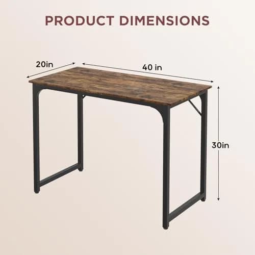 PayLessHere 39 Inch Computer Desk Brown | Sturdy Office Desk with Metal Frame & Water-Resistant Surface thumbnail 7