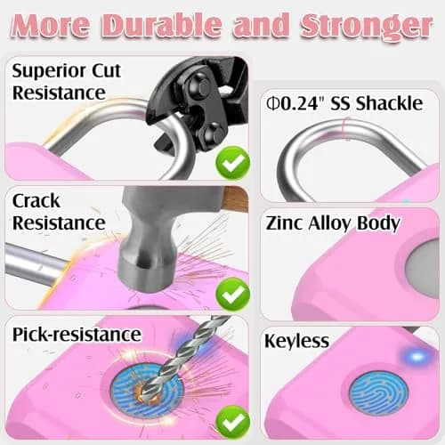 Pothunder Fingerprint Padlock, Locker Lock, Combination Lock, APP Unlock, USB Rechargeable, Suitable for Gym Locker, Door, Locker thumbnail 4