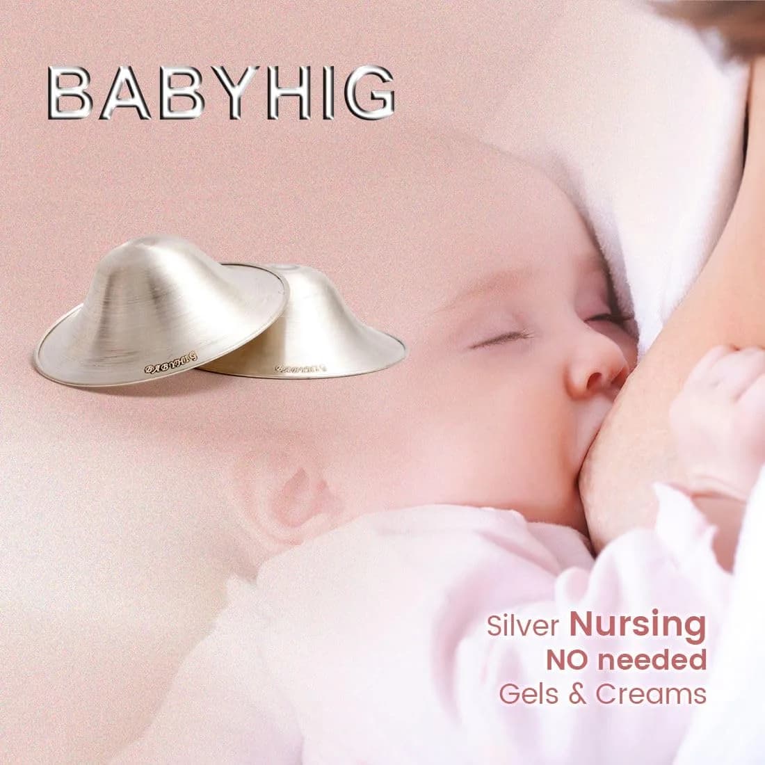 BABYHIG Original Silver Nursing Cups for Breastfeeding, 925 Sterling Silver Nipple Shields (Nickel-Free) thumbnail 3
