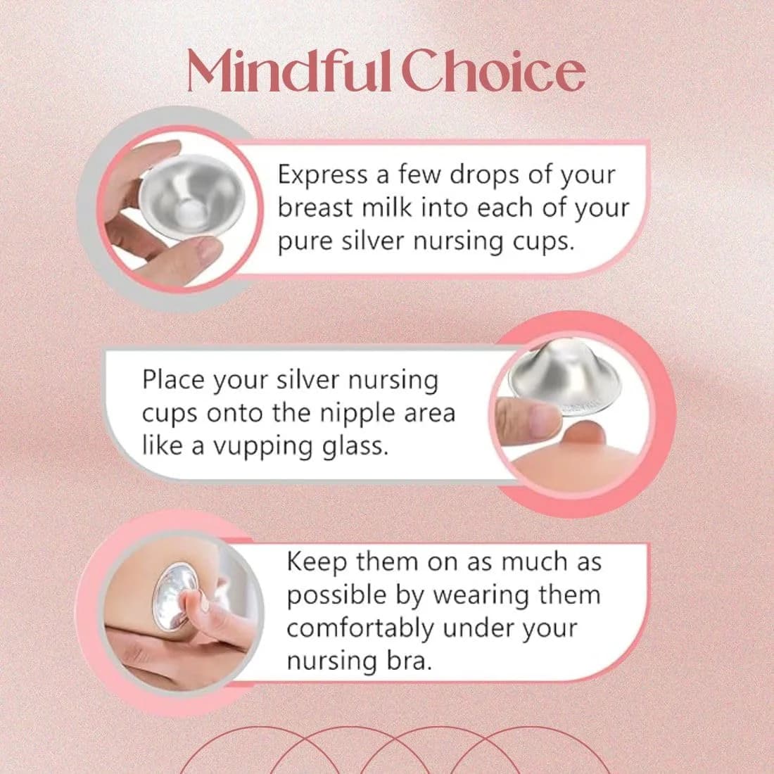 BABYHIG Original Silver Nursing Cups for Breastfeeding, 925 Sterling Silver Nipple Shields (Nickel-Free) thumbnail 5