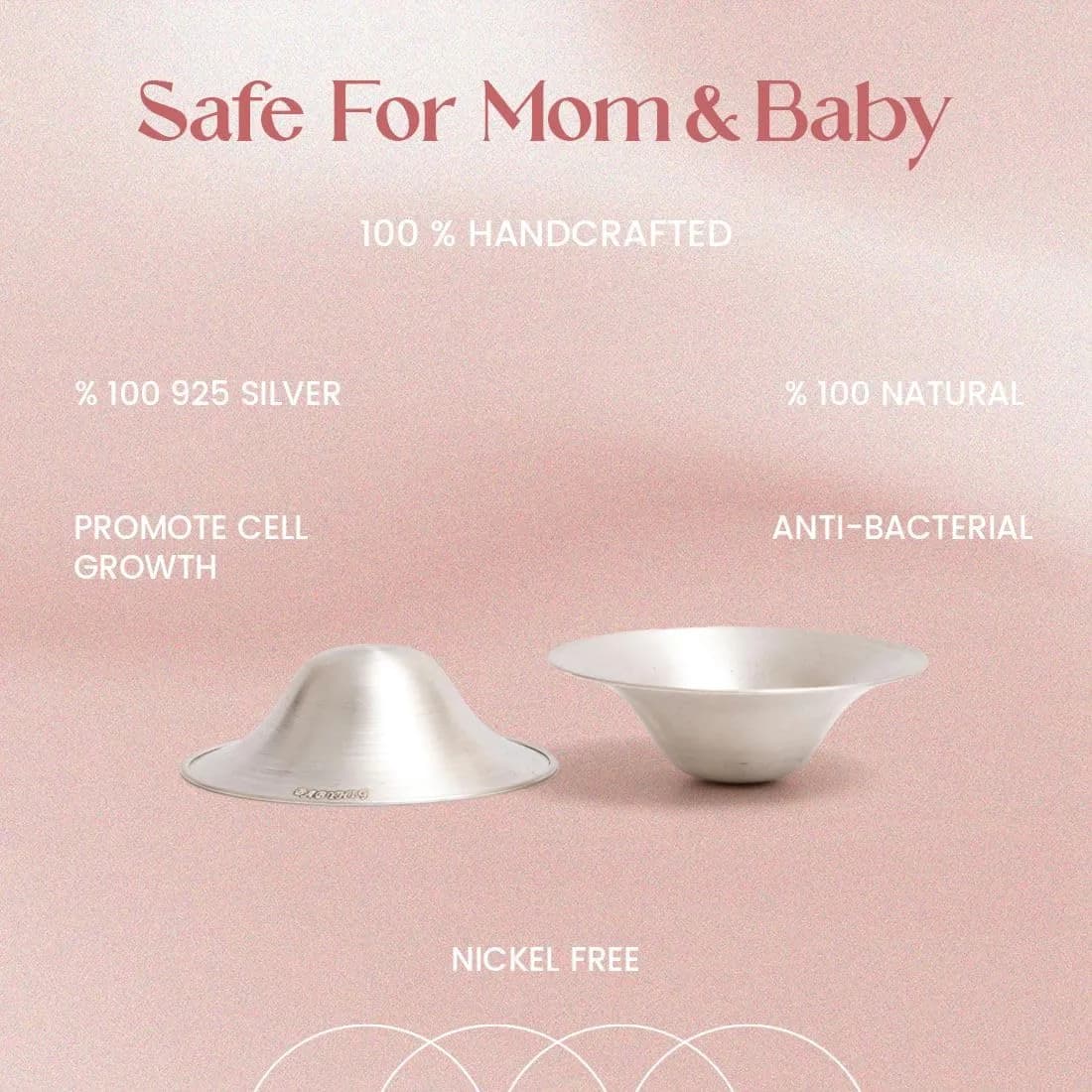 BABYHIG Original Silver Nursing Cups for Breastfeeding, 925 Sterling Silver Nipple Shields (Nickel-Free) thumbnail 7