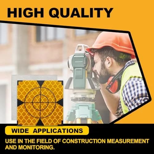 Liyuusi Reflective Sheet 50x50mm 100PCS for Total Stations | Yellow & Black Triangle, Acrylic, Waterproof thumbnail 5