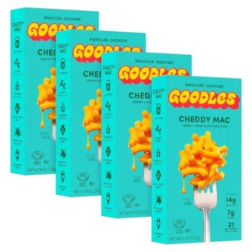 GOODLES Cheddy Mac Creamy Cheddar Macaroni Pasta 6 oz. (24 oz. Pack of 4) | Nutrient-Packed with Real Cheese, Fiber, Protein, Prebiotics, Plants & Vegetables thumbnail 1