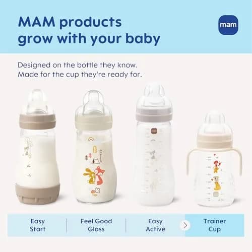 MAM 8 oz 2-in-1 Trainer & Sippy Cup with Nipple & Spout, 4+ Months, 2 Pack | Spill-Proof, BPA-Free, Made in Europe thumbnail 4