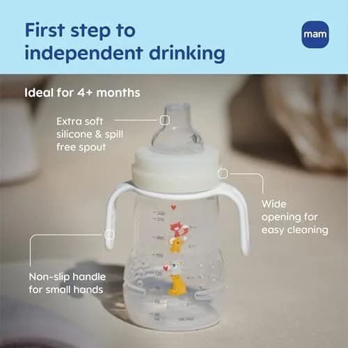 MAM 8 oz 2-in-1 Trainer & Sippy Cup with Nipple & Spout, 4+ Months, 2 Pack | Spill-Proof, BPA-Free, Made in Europe thumbnail 2