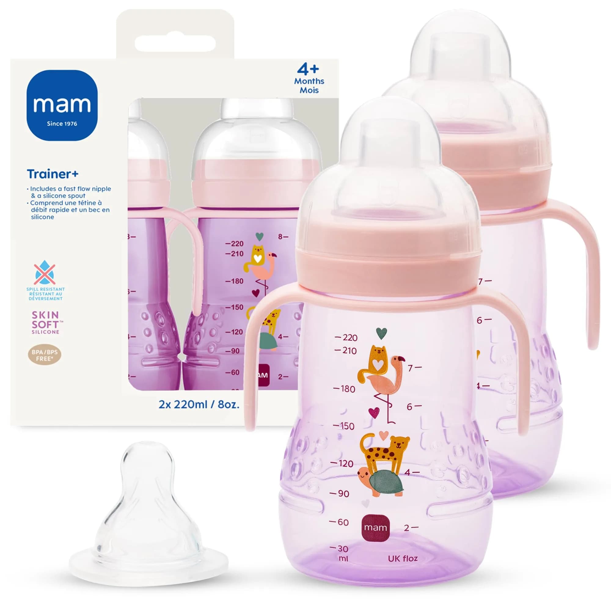 MAM Trainer Sippy Spill-Proof Cup 237ml (8 oz) | Transition Cup 4+ Months — Purple / (8 oz)