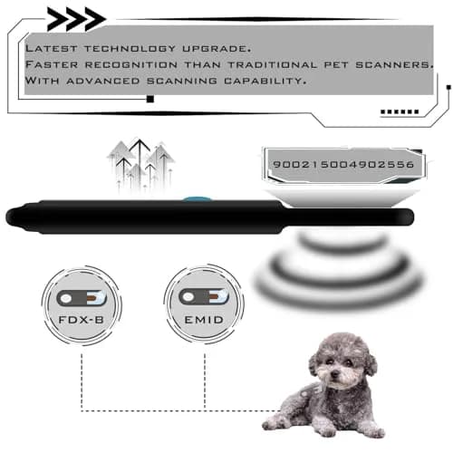Smoostart Microchip Scanner FDX-B/EMID Compatible, 1000 Records USB Upload | Reads 15-Digit FDX-B & 10-Digit EMID Pet Chips thumbnail 2
