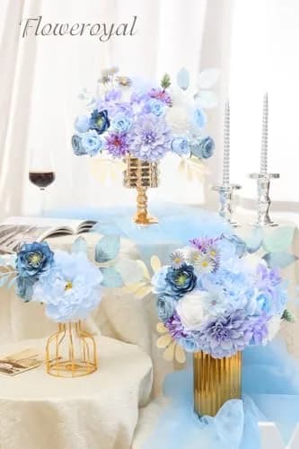 Floweroyal Artificial Flowers Combo Purple Flowers Mix Silk Flowers Dahlia Roses | DIY Wedding & Home Decor thumbnail 4