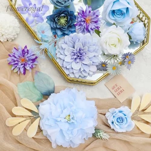 Floweroyal Artificial Flowers Combo Purple Flowers Mix Silk Flowers Dahlia Roses | DIY Wedding & Home Decor thumbnail 6