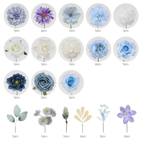 Floweroyal Artificial Flowers Combo Purple Flowers Mix Silk Flowers Dahlia Roses | DIY Wedding & Home Decor thumbnail 8