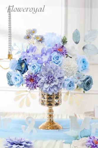 Floweroyal Artificial Flowers Combo Purple Flowers Mix Silk Flowers Dahlia Roses | DIY Wedding & Home Decor thumbnail 3