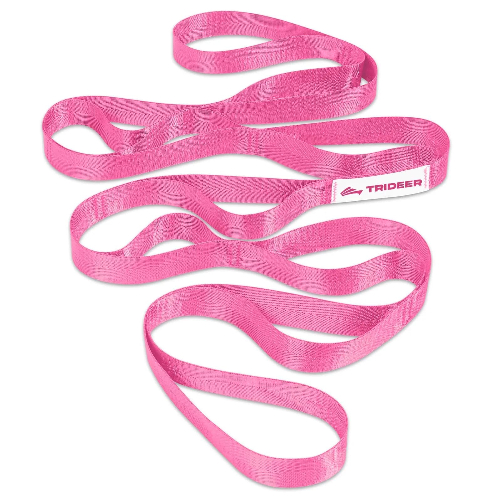 Trideer Stretching Strap Yoga Strap Physical Therapy 75"x1" | Non-Elastic, Sturdy Polyester for Home & Gym (Black) — Pink/75"x1"
