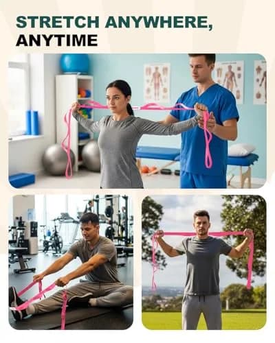 Trideer Stretching Strap with Loops, Yoga Strap, Stretch Bands for Exercise | Durable Polypropylene, Versatile for Yoga & PT thumbnail 6