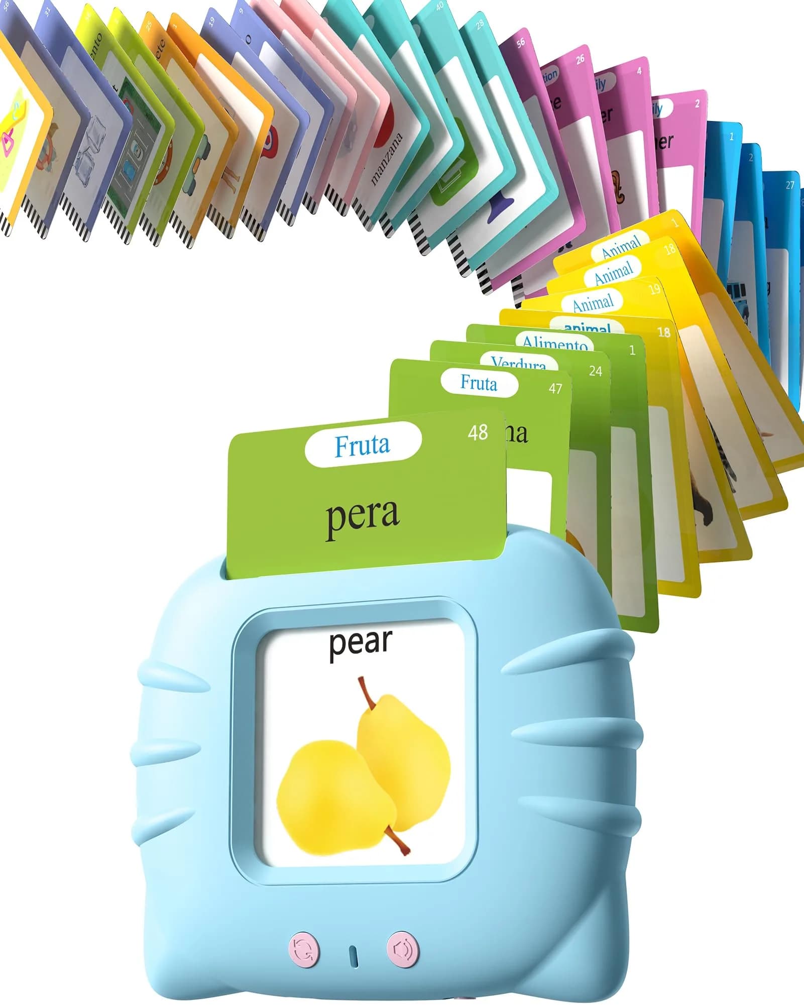 Airbition Bilingual Talking Flash Cards Blue | Learn Spanish & English with 512 Words