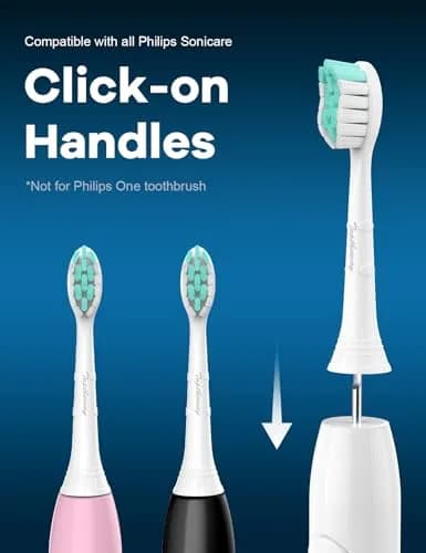 Toptheway Toothbrush Replacement Heads Compatible with Phillips Sonicare 4100/5100/C2/G2/C1, Medium Soft, 4 Pack | Genuine DuPont Bristles thumbnail 2
