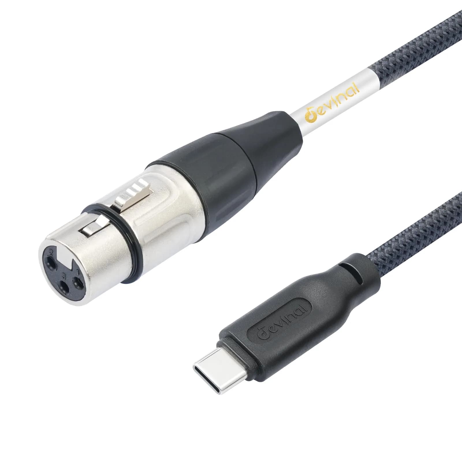 Devinal Upgrade XLR Female to USB C Cable 3m (10ft) | Balanced Mic Recording Cord for Smartphones & MacBooks — Silver/2M