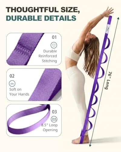 Trideer Stretching Strap Yoga Strap Physical Therapy 75" | Durable & Versatile for Home & Gym Use thumbnail 6