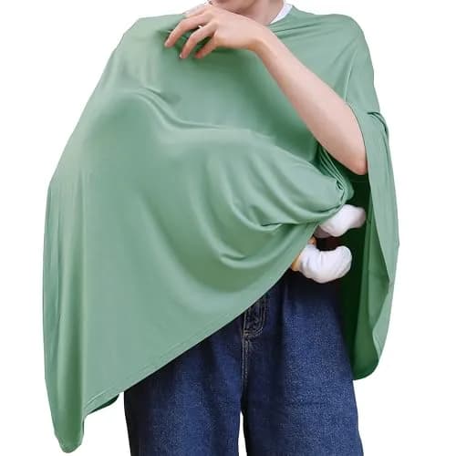 Seejoy Nursing Cover Sage Green Smooth Rayon | 120cm (47.2" Shoulder to Bottom Hem) - 360° Coverage for Breastfeeding thumbnail 1