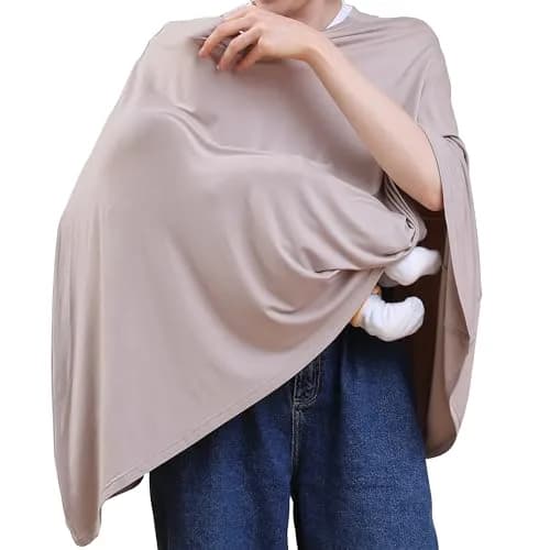 Seejoy Multi-use Nursing Cover for Breastfeeding, 360°Full Coverage Nursing Poncho, Smooth Rayon, Warm Taupe (One Size) thumbnail 1