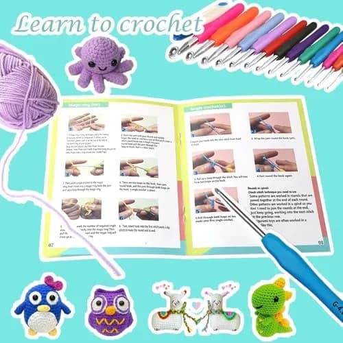 Yarniss Beginner Crochet Kit with Ergonomic Hooks, 12 Yarns & Storage Bag | Learn to Crochet with Video Tutorial thumbnail 6