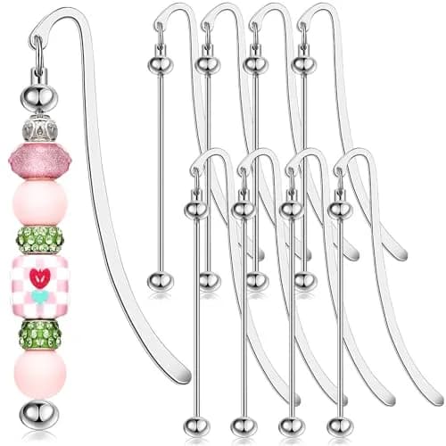 Dunzoom Beadable Bookmarks Silver 8 Pcs | DIY Metal Bar for Beads thumbnail 1