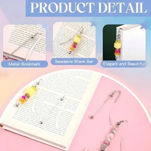 Dunzoom Beadable Bookmarks Silver 8 Pcs | DIY Metal Bar for Beads thumbnail 4