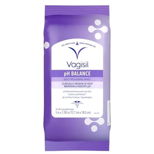 Vagisil pH Balance Daily Feminine Wipes 20 | Maintains pH & Freshness, Gynecologist Tested thumbnail 1