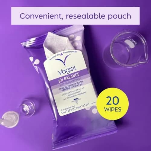 Vagisil pH Balance Daily Feminine Wipes 20 | Maintains pH & Freshness, Gynecologist Tested thumbnail 6