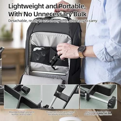 CaLeQi Black Double Hook Desk Mount Bag Holder Clamp with Adjustable Clamp & Rubber Pads | 1 Pcs, 30 lb Capacity thumbnail 8