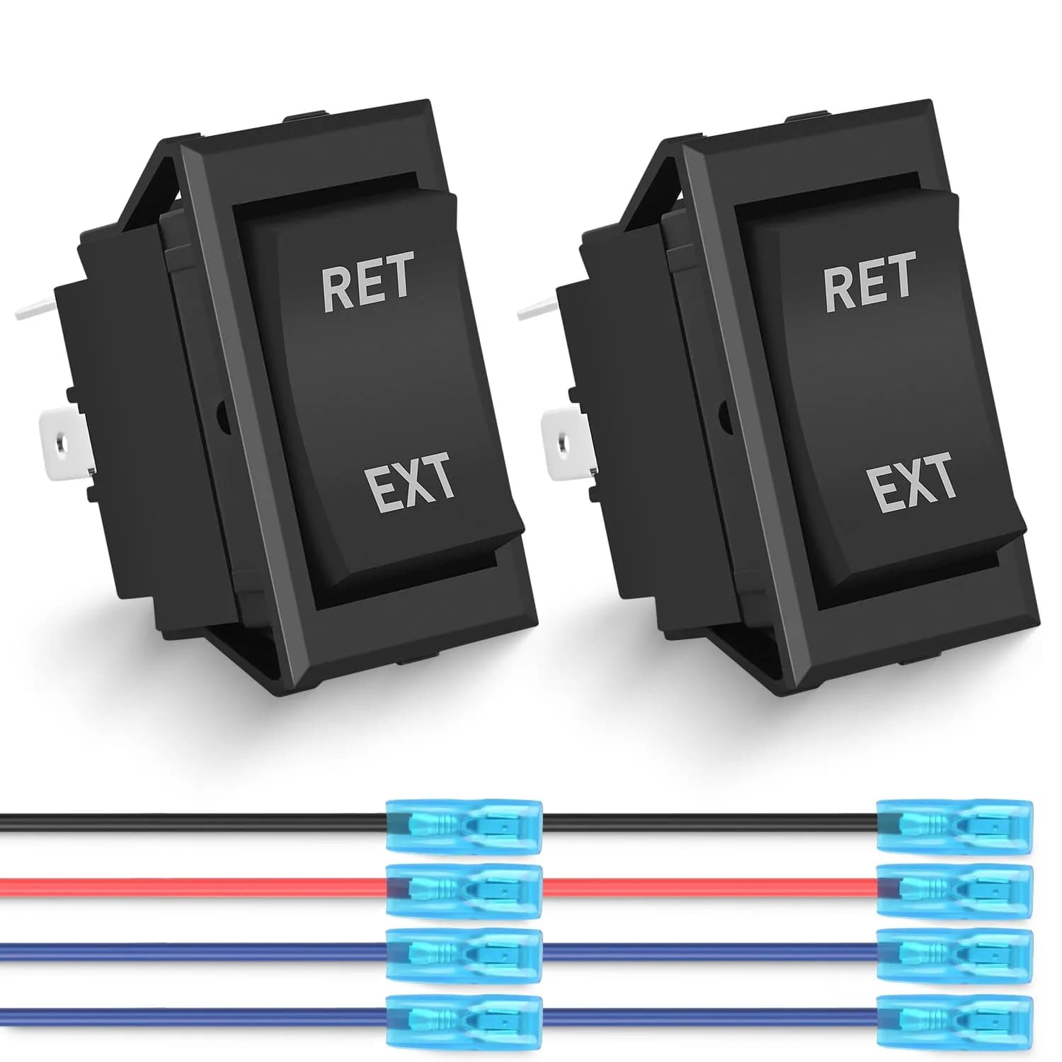 Nilight 2 Pack Momentary (On)-Off-(On) RET EXT Rocker Switch 12V-24V | DPDT 4-Pin Polarity Reverse Control