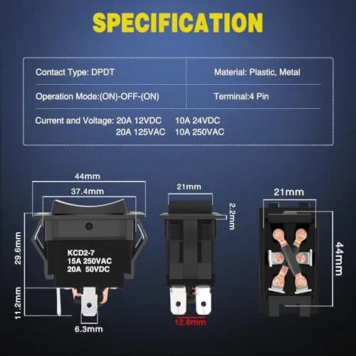 Nilight 2 Pack Momentary (On)-Off-(On) RET EXT Rocker Switch 12V-24V | DPDT 4-Pin Polarity Reverse Control thumbnail 6