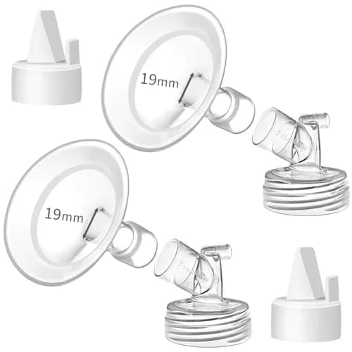 PumpMom-us 19mm Soft Rim Flanges & Duckbill Valves Set | Compatible with Spectra S2/S1/9 Plus Breast Pumps (2 Count) thumbnail 1