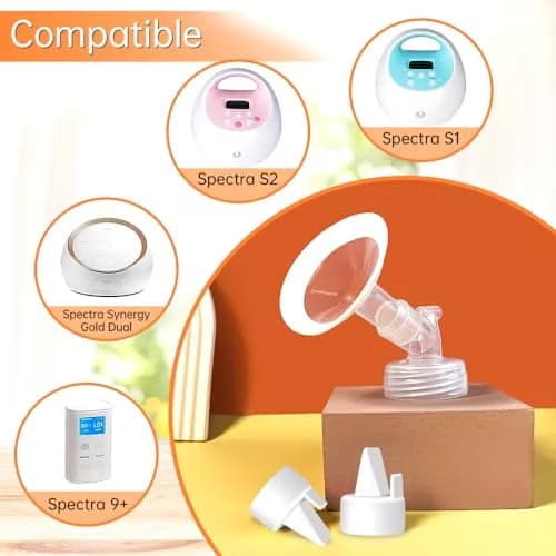 PumpMom-us 19mm Soft Rim Flanges & Duckbill Valves Set | Compatible with Spectra S2/S1/9 Plus Breast Pumps (2 Count) thumbnail 2