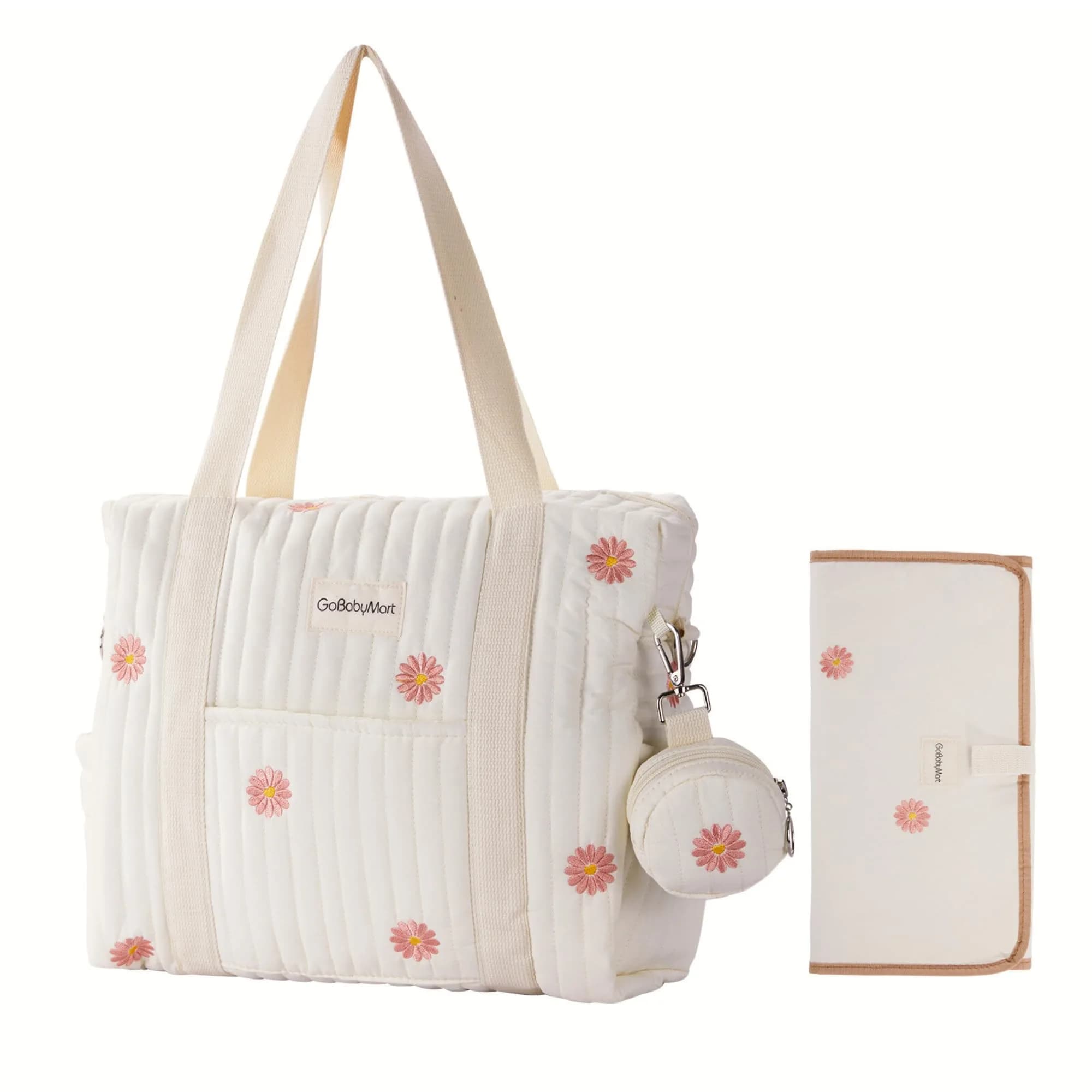 GOBABYMART 3pc Diaper Bag Tote Set with Changing Pad & Pacifier Case | Hospital & Travel Baby Care - main product image