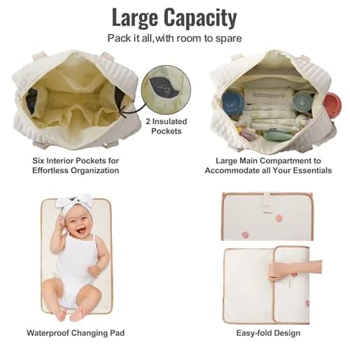 GOBABYMART 3pc Diaper Bag Tote Set with Changing Pad & Pacifier Case | Hospital & Travel Baby Care thumbnail 5
