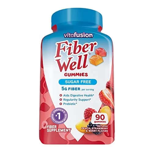 Vitafusion Fiber Well Sugar Free Fiber Gummies & 21st Century Papaya Enzyme Tablets Bundle | 90 Count Gummies + 100 Count Tablets thumbnail 2