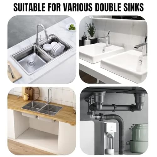 COLDDD Flexible Double Kitchen Sink Drain Kit 1-1/2 in | Space-Saving, Durable, Easy Install thumbnail 6