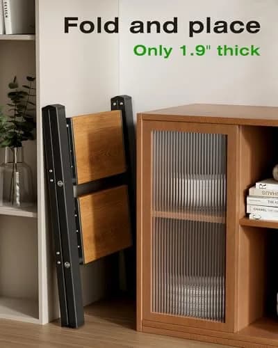 Taranta 2 Step Aluminum Ladder Foldable BlackWoodgrain | Compact, Safe & Lightweight (70-120c) thumbnail 6