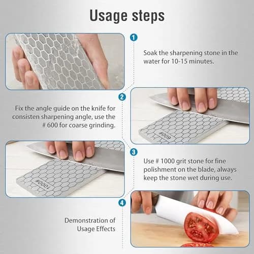 S SATC Diamond Sharpening Stone 20.3 cm (8 inch) 600/1000 Grit | Dual-Sided Honing Plate for Knives and Tools thumbnail 3