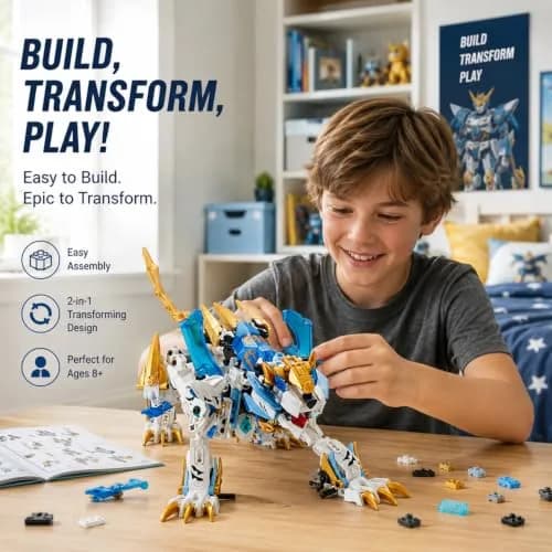 TIALLOW White Tiger Mech Building Block Set 515 pcs | STEM Learning Toy for Ages 8+ thumbnail 5