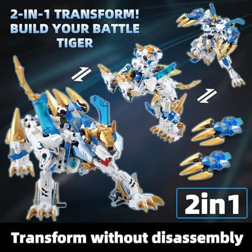 TIALLOW White Tiger Mech Building Block Set 515 pcs | STEM Learning Toy for Ages 8+ thumbnail 3