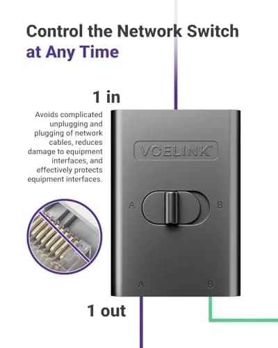VCELINK 1000Mbps Passive Ethernet Selector Switch | 1-Pack thumbnail 4