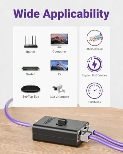 VCELINK 1000Mbps Passive Ethernet Selector Switch | 1-Pack thumbnail 7