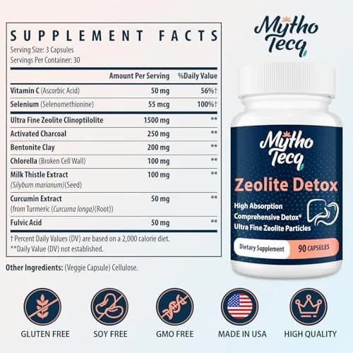MythoTecq Advanced Zeolite Detox Capsules 90 Count | Full Body Heavy Metal & Liver Cleanse thumbnail 2