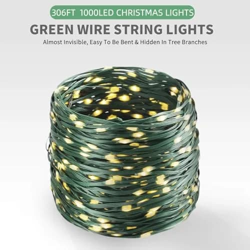 Tcamp 306FT 1000 LED Christmas Tree Lights Warm White | 92.96m 3000 LED String Lights with Timer & Memory Function thumbnail 7