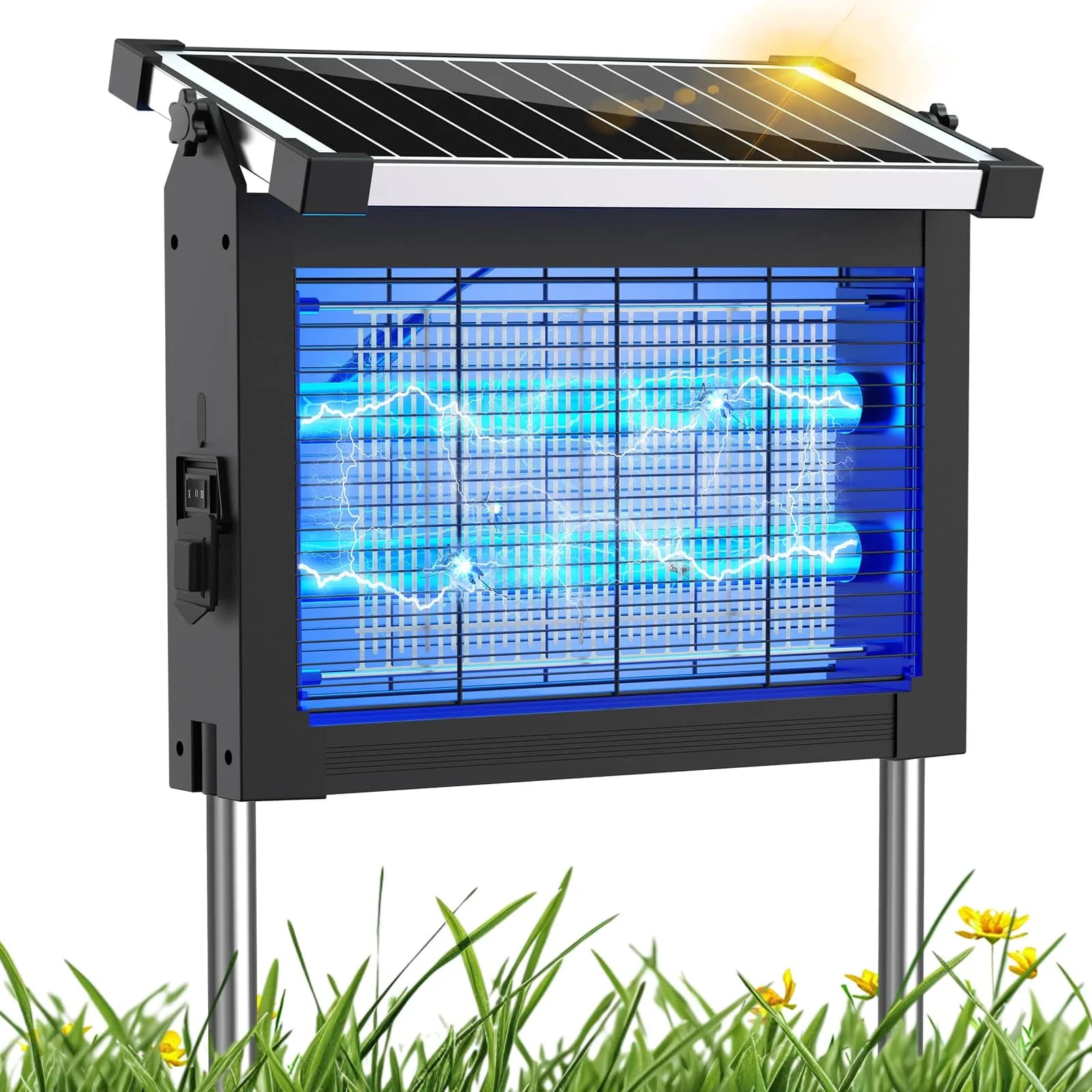 PhatroyYee Solar Bug Zapper Outdoor 4500V 11.1 Inch Height | Effective Mosquito Control for Patios & Yards - main product image