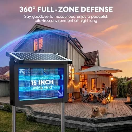 PhatroyYee Solar Bug Zapper Outdoor 4500V 11.1 Inch Height | Effective Mosquito Control for Patios & Yards thumbnail 9
